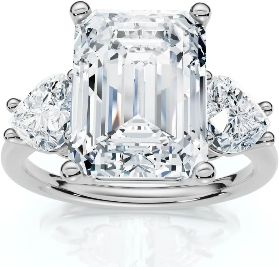 P3 POMPEII3 Certified 2.50-5.50Ct Emerald & Heart Shape Diamond Engagement Ring 14k Gold Lab Created