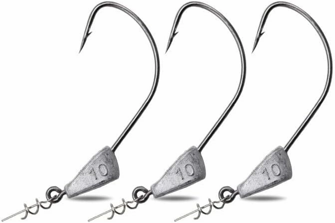 Pack of 25 Fishing Hook Jig Head Soft Lure Jig Head Hook with Spring Twist Lock