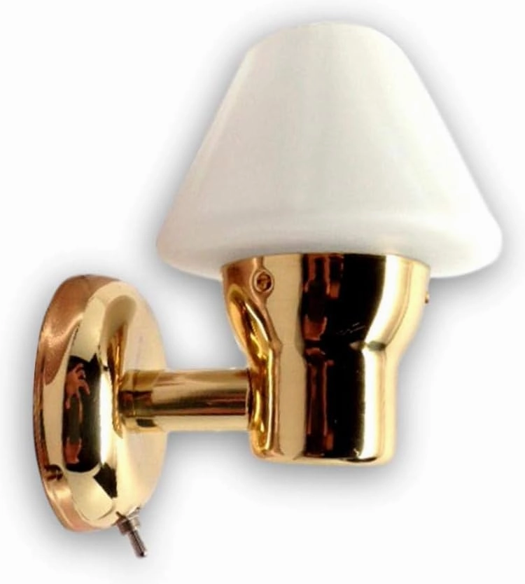 Pactrade Marine Mini LED Frosted Glass Cone Brass Dimmable 140 LM Marine Boat Wall Light