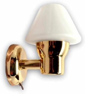 Pactrade Marine Mini LED Frosted Glass Cone Brass Dimmable 140 LM Marine Boat Wall Light