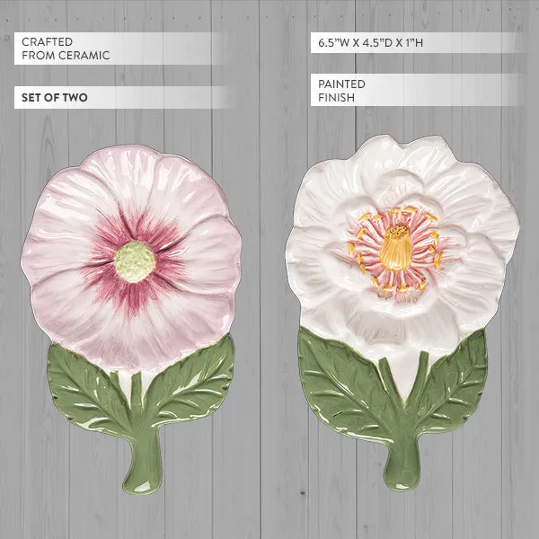 Painted Flower Spoon Rest, Set of 2