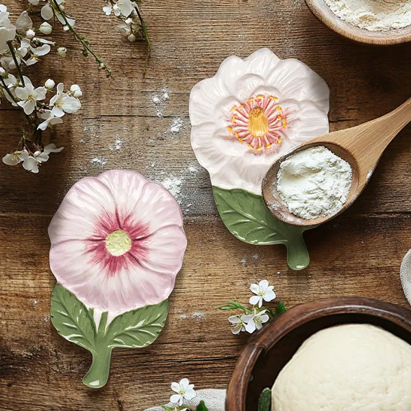 Painted Flower Spoon Rest, Set of 2