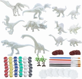 Painting Dinosaurs for Kids Paintable 3D Dinosaur Toys Kit Decorate Your Own Dinosaur Figurine DIY Arts Crafts Set for Boys and Girls Age 4 and Up, 64pcs Totally