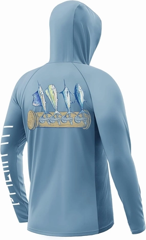 Palmyth Mens Fishing Shirts UV Sun Protection Vented Hoodie Long Sleeve with UPF 50  Neck Gaiter