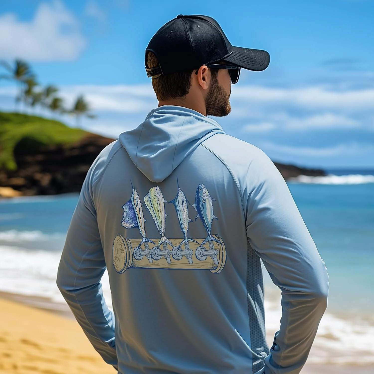 Palmyth Mens Fishing Shirts UV Sun Protection Vented Hoodie Long Sleeve with UPF 50  Neck Gaiter