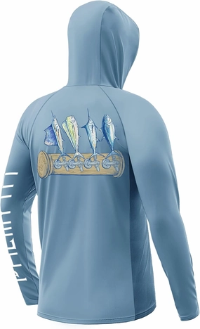 Palmyth Mens Fishing Shirts UV Sun Protection Vented Hoodie Long Sleeve with UPF 50  Neck Gaiter