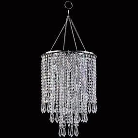 PAPAYA Modern Chrome Beaded Hanging Chandelier Shades (W8.7 x H13), Beads Pendant Shade with Acrylic Crystal, Ceiling Chandelier Beaded Lampshade for Wedding Party Event Home Decoration