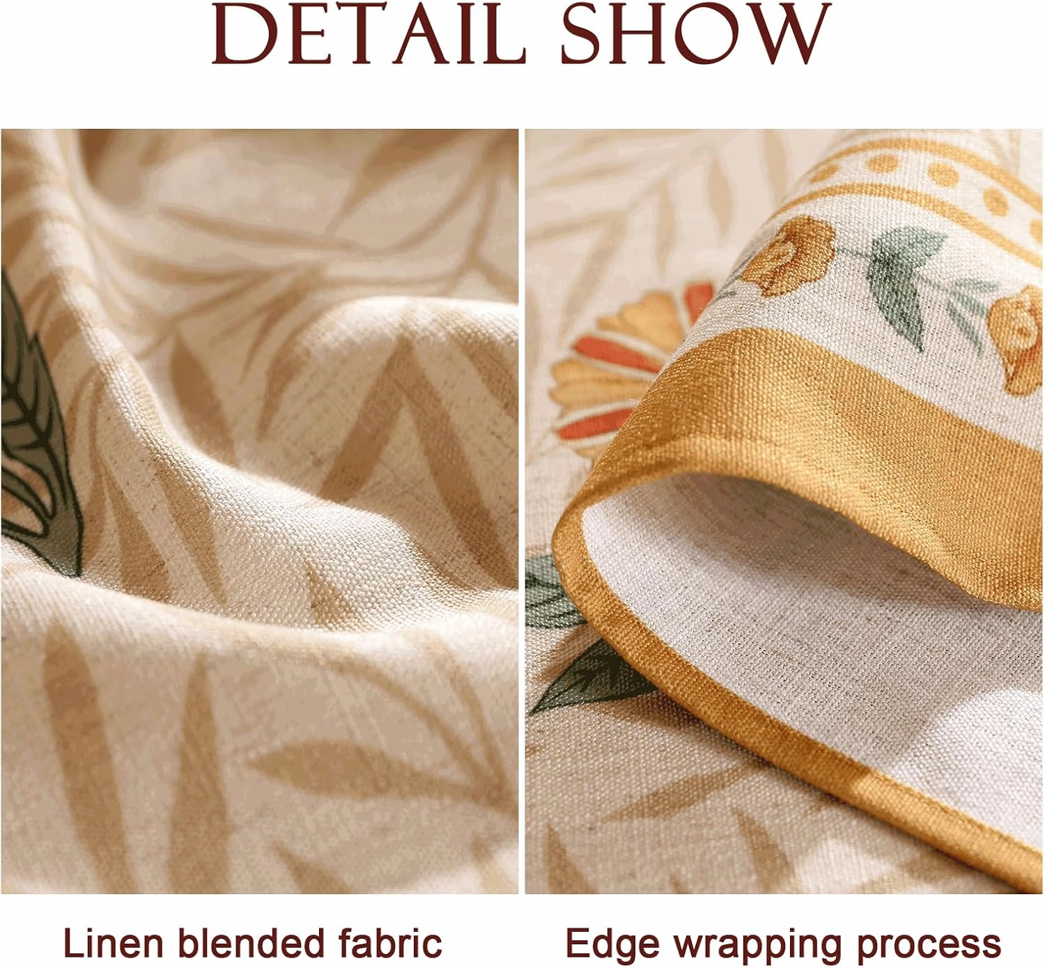 patdrea Designer Floral Linen Table Cloth Durable Breathable Tabletop Cover Dacorative Kitchen Dining Tablecloth for Round Tables for Kitchen Dining Parties,Holiday Christmas,Diameter 67"