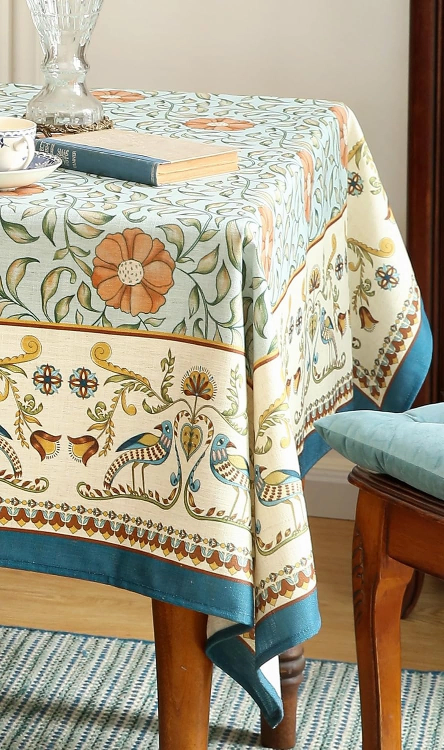 patdrea French Linen Tablecloth Soft Breathable Tabletop Cover Kitchen Dining Tablecloth for Rectangular Tables for Parties Christmas,55"*55