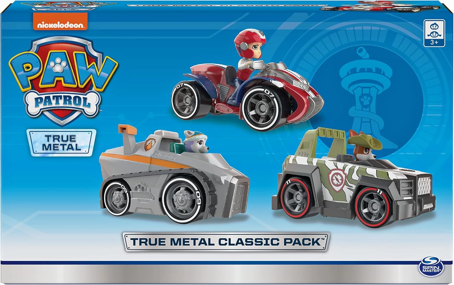 Paw Patrol, True Metal Classic Pack of 3 Collectible Die-Cast Vehicles, 1:55 Scale