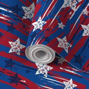 Peel and Stick Wallpaper Self Adhesive Wall Mural Distress painted American flag seamless pattern Grunge stars lines Contact Paper Renter Friendly Wallpaper for Kitchen Nursery Bedroom 17.7"x118"