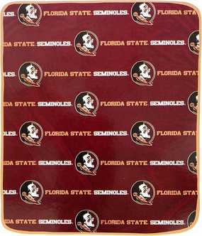 Pegasus Sports NCAA Repeat Logo Wordmark Ultra Soft Blanket 60" x 72" (Seminoles)