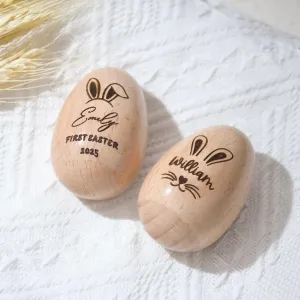 Personalized Musical Easter Egg Shaker, Engraved Wooden Egg Shakers for Kids, Easter Decor Gifts