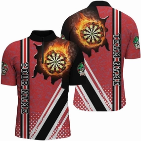 Personalized Dart Jerseys for Men, Dart Shirt, Dartboard Colorful Grunge Men Darts Quarter-Zip Shirt Darts