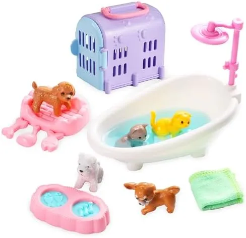 Pet Sensory bin,Dog and Cat Sandbox for Kids,Kids Play Sand Kit,Pet Play Set with Sensory Sand,Pet Care Play Set,Role Pretend Play Beach Toy Birthday Gift for Girls Boys 3 4 5 6 Years Old