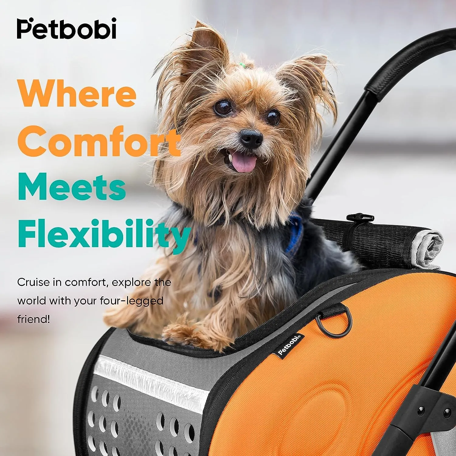 Petbobi 5-in-1 Dog Stroller with Detachable Carrier | Pet Stroller, Carrier, Backpack, Handbag, and Car Seat | for Small Dogs Cats Up to 20 lbs | Aluminum Frame, Large Wheels, Easy Assembly & Folding