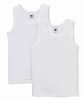 PETIT BATEAU Boys 2 PK. Sleeveless Undershirt White Sizes 2-18 Style 15042 (Size 5 Style 15042)