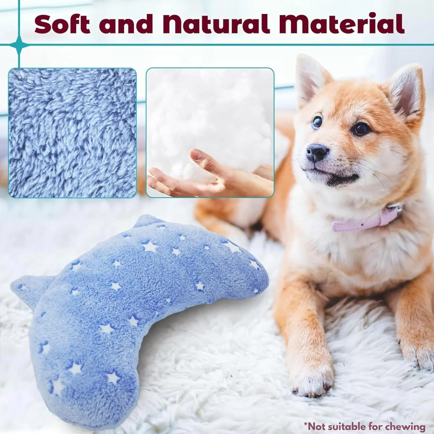Pillow for Dogs, Dog Neck Pillow Soft Fluffy Pet Calming Toy Half Donut Cuddler, U-Shaped Pillow for Pet, Joint Relief Sleeping Improve (Medium, Blue)