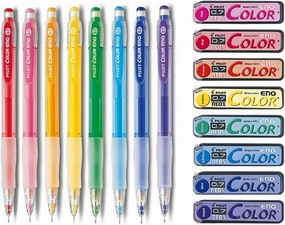 Pilot Color Eno 0.7mm Automatic Mechanical Pencil 8 Color Set & 0.7mm Lead Refill 8 Color Set
