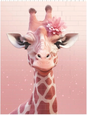Pink Giraffe Building Block Puzzle Personalized Building Bricks Block Puzzle Building Family Keepsake DIY Brick Block Puzzles Valentine's Day Gifts for Home Decor Brick Puzzle
