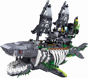 Pirate Ship Set Ghost Shark Pirate Ship Mini Building Blocks Set（1155PCS） Building Set Model Toys Gifts for Kid and Adult，Interesting Gifts for Pirate Ship Enthusiasts