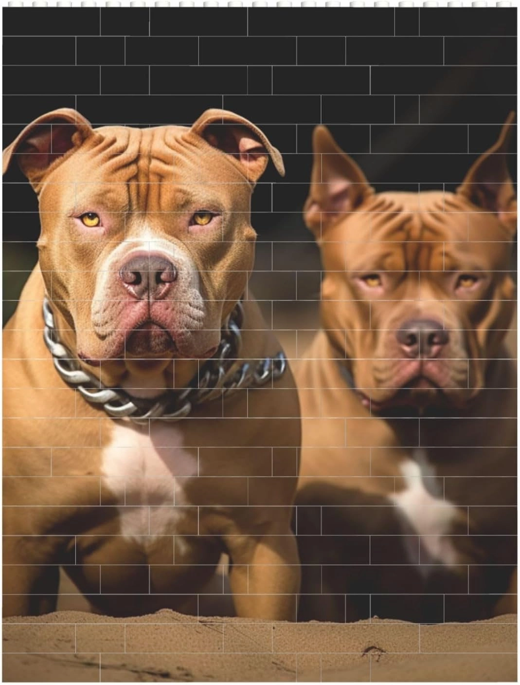 Pitbull Dogs Building Block Puzzle Personalized Building Bricks for Adults Square Shaped Block Puzzle Building Brick Block Puzzles Valentine's Day Gifts for Home Decor Brick Puzzle