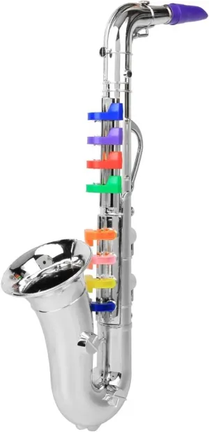 Plastic Mini Saxophone Toy - Silver Sax Children Musical Instrument Gift