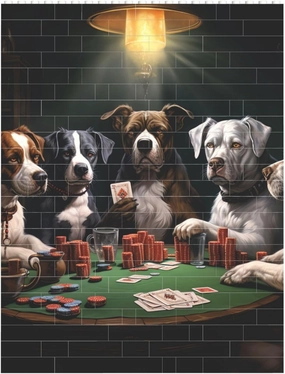 Playing Poker Dogs Building Block Puzzle Personalized Building Bricks for Adults Square Shaped Block Puzzle Building Brick Block Puzzles Valentine's Day Gifts for Home Decor Brick Puzzle