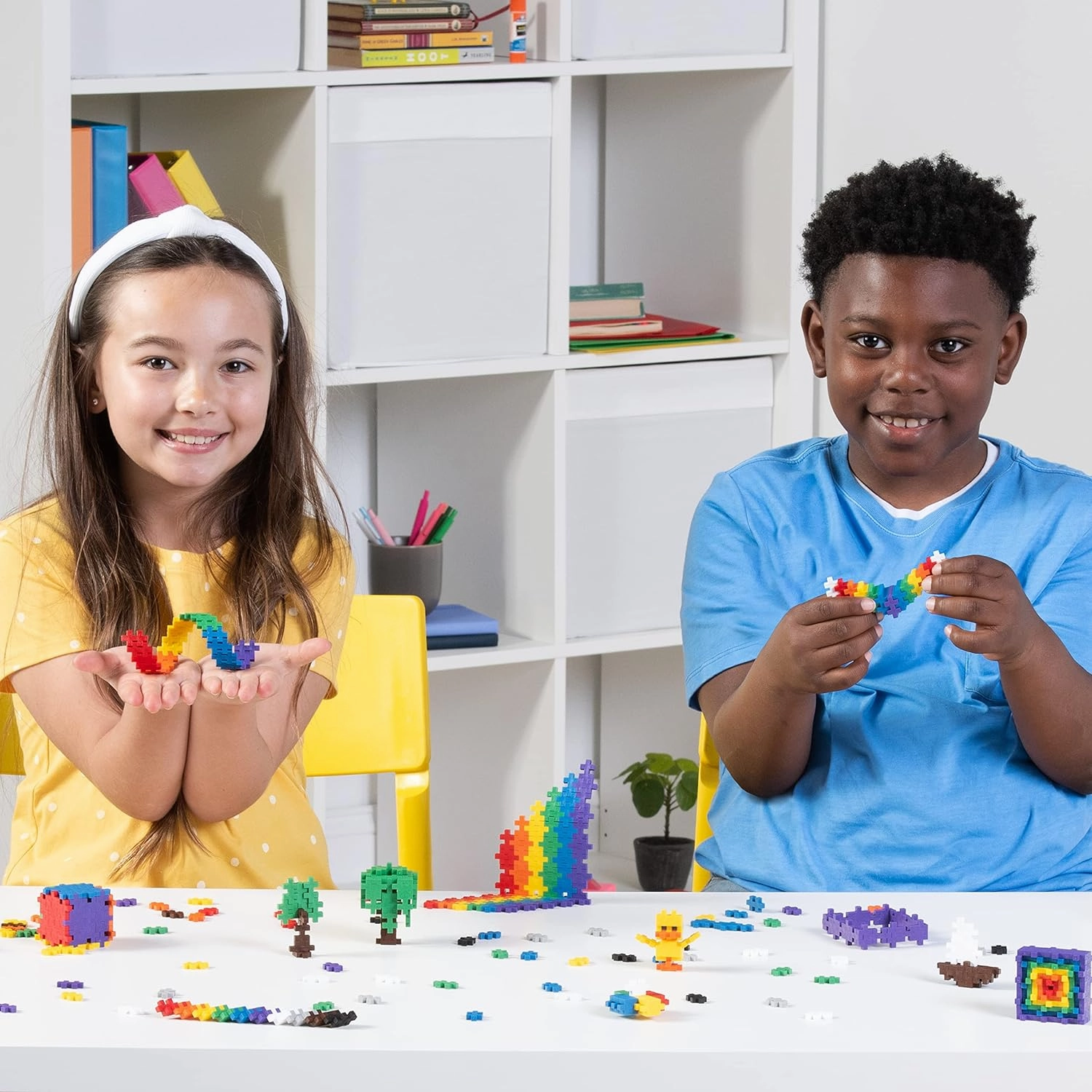 PLUS PLUS 240 Piece Interlocking Building Blocks for Kids, Open Ended Connecting Toys, STEM Bin Mini Manipulatives - Basic Mix Play Tube & Baseplate
