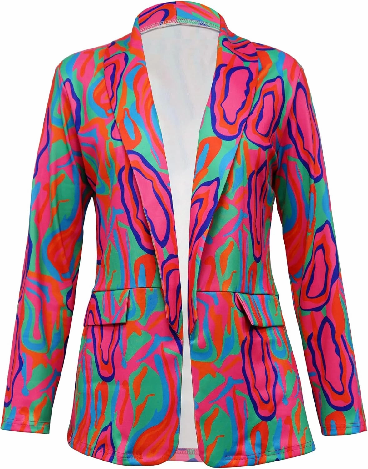 Plus Size Blazers for Curvy Women Sexy Trendy Colorful Oversize Graphic Open Front Jackets
