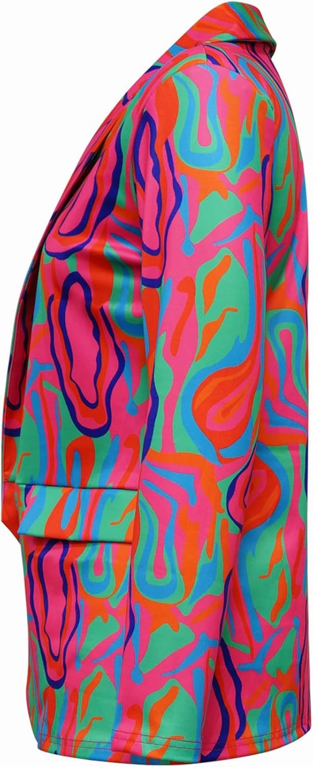 Plus Size Blazers for Curvy Women Sexy Trendy Colorful Oversize Graphic Open Front Jackets