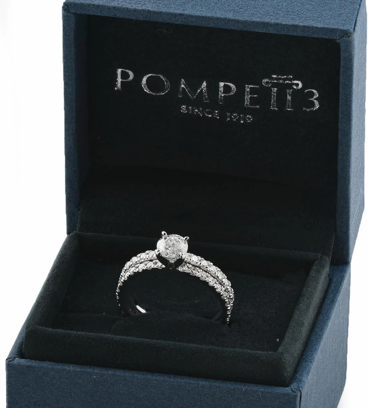 Pompeii 1 ct Diamond Engagement Wedding Ring French Pave Set 14k White Gold