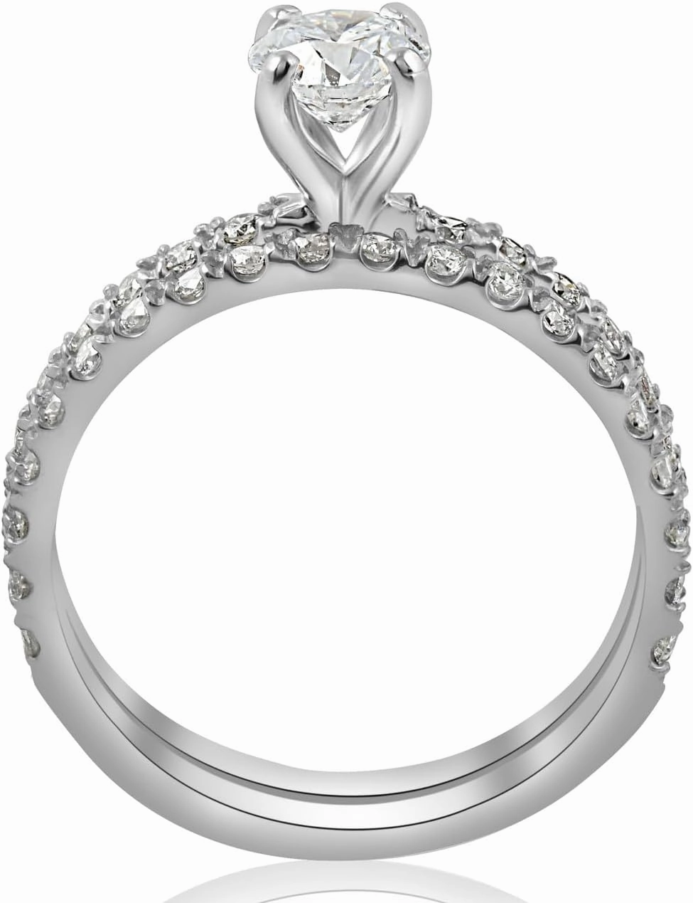 Pompeii 1 ct Diamond Engagement Wedding Ring French Pave Set 14k White Gold
