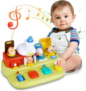Pop Up Farm Animal for Toddlers 1-3 Montessori Toys for 1 Year Old Boy and Girl/Cause and Effect Toys with Music for 12-18 Months/1st Birthday Gifts for 1-2