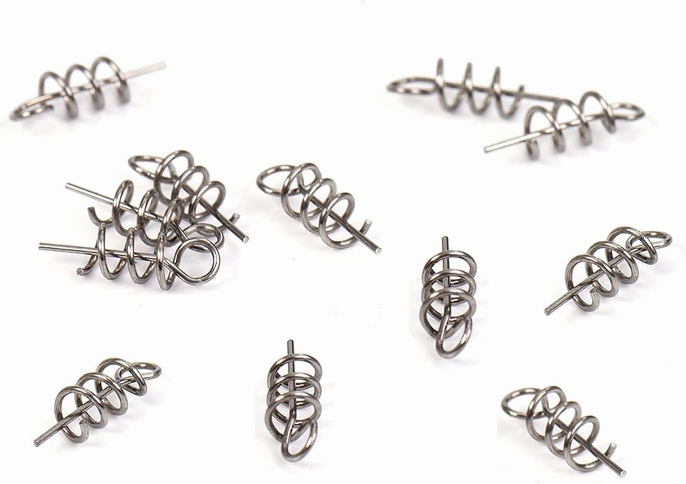 Portable Circle Fish Hooks Set 40/100 PCS Stainless Steel Fishing Pin Spring Twist Lock Fishing Hook Tool Center Heart Fixing Latch Needle Soft Bait Bait Fishing Hook Set