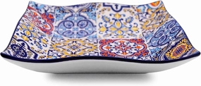 Portuguese Pottery Alcobaça Ceramic Small Serving Dish - Set of 2, blue, 6.5 inch x 6.5 inch x 1 inch