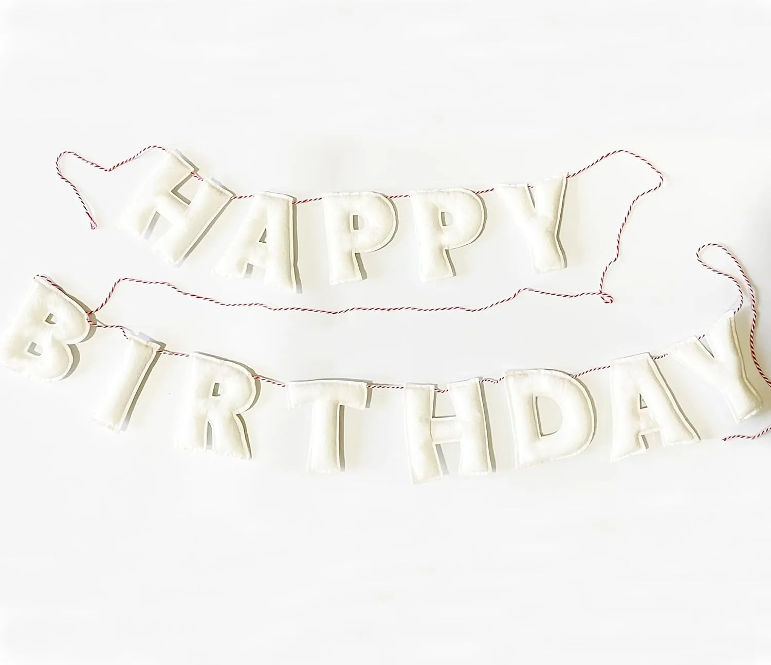 Pre-Strung Happy Birthday Banner - Felt Ball Garland - HAPPY BIRTHDAY Garland, Rainbow Birthday Decorations, Personalized Happy Birthday Sign for Birthday Decor, Party Decor, Photo Prop (White)
