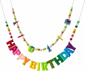 Pre-Strung Happy Birthday Banner - Felt Ball Garland - HAPPY BIRTHDAY Garland, Rainbow Birthday Decorations, Personalized Happy Birthday Sign for Birthday Decor, Party Decor, Photo Prop (2Pcs)