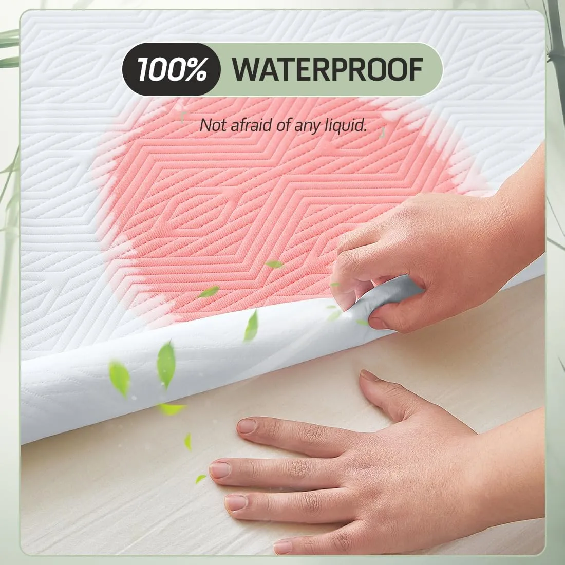 Premium Cooling 100% Waterproof Queen Mattress Protector, Noiseless, Anti - Slip, Breathable Bed Cover, Rayon from Bambo, Quilted, Mattress Pad Sheet, Deep Pocket 8"-21"