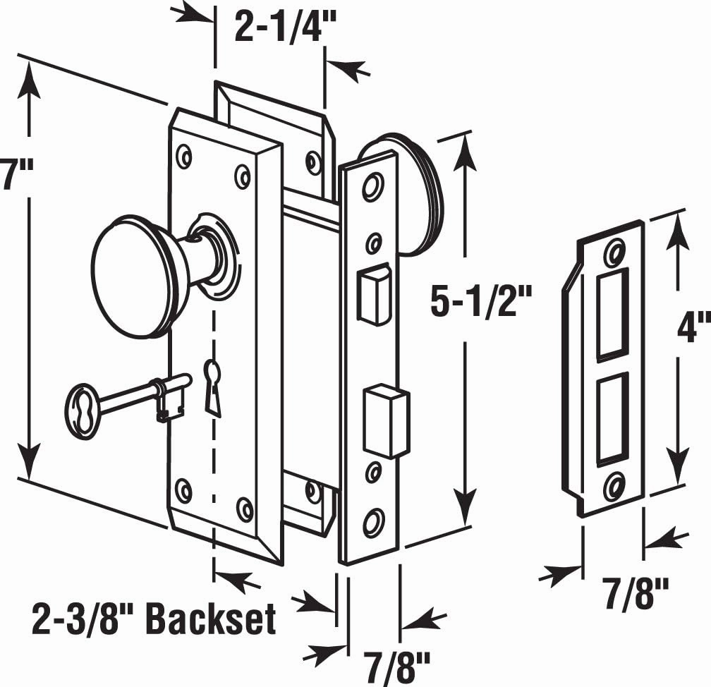 Prime-Line E 2495 Mortise Keyed Lock Set with Classic Bronze Knob – Perfect for Replacing Broken Antique Lock Sets and More, Fits 1-3/8 In.-1-3/4 In. Interior Doors (Single Pack)