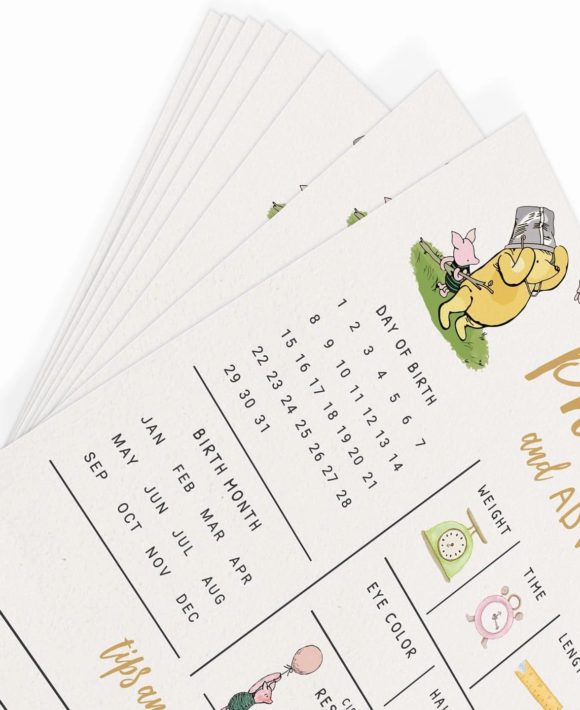 Printed Party Baby Predictions & Advice Cards – Classic Pooh Theme, Winnie Baby Shower Game for Guests, Gender Reveal Activity for Boy or Girl Activity, 30 Pack