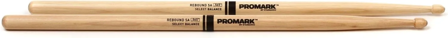 ProMark Drum Sticks - Rebound 5A Drumsticks - Drum Sticks Set - Acorn Wood Tip for Larger Sweet Spot - Hickory Drum Sticks - Consistent Weight and Pitch - 1 Pair