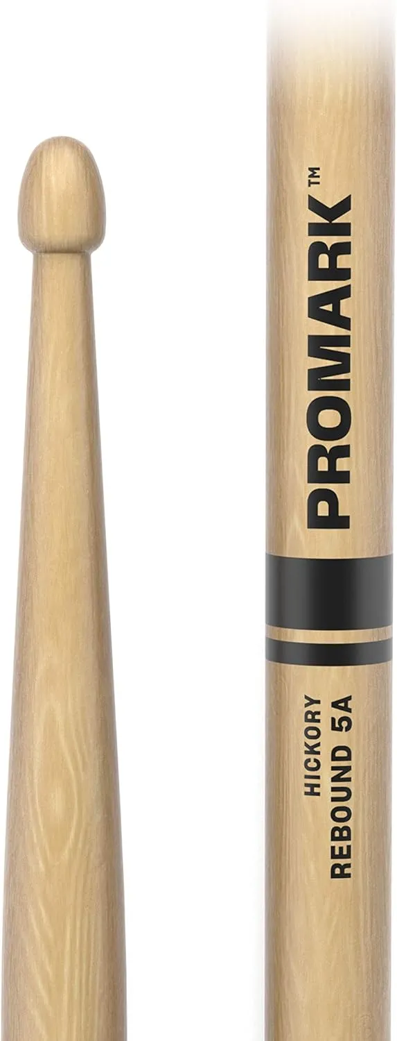 ProMark Drum Sticks - Rebound 5A Drumsticks - Drum Sticks Set - Acorn Wood Tip for Larger Sweet Spot - Hickory Drum Sticks - Consistent Weight and Pitch - 1 Pair