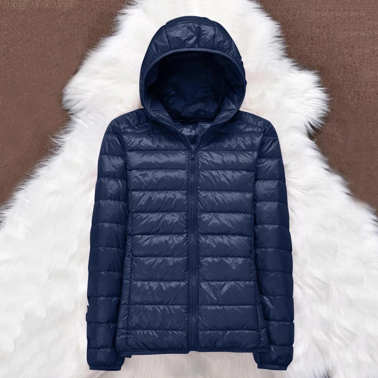 Puffer Jacket Womens with Hood Winter Warm Packable Bubble Jacket Lightweight Slim Fit Short Duck Down Coat