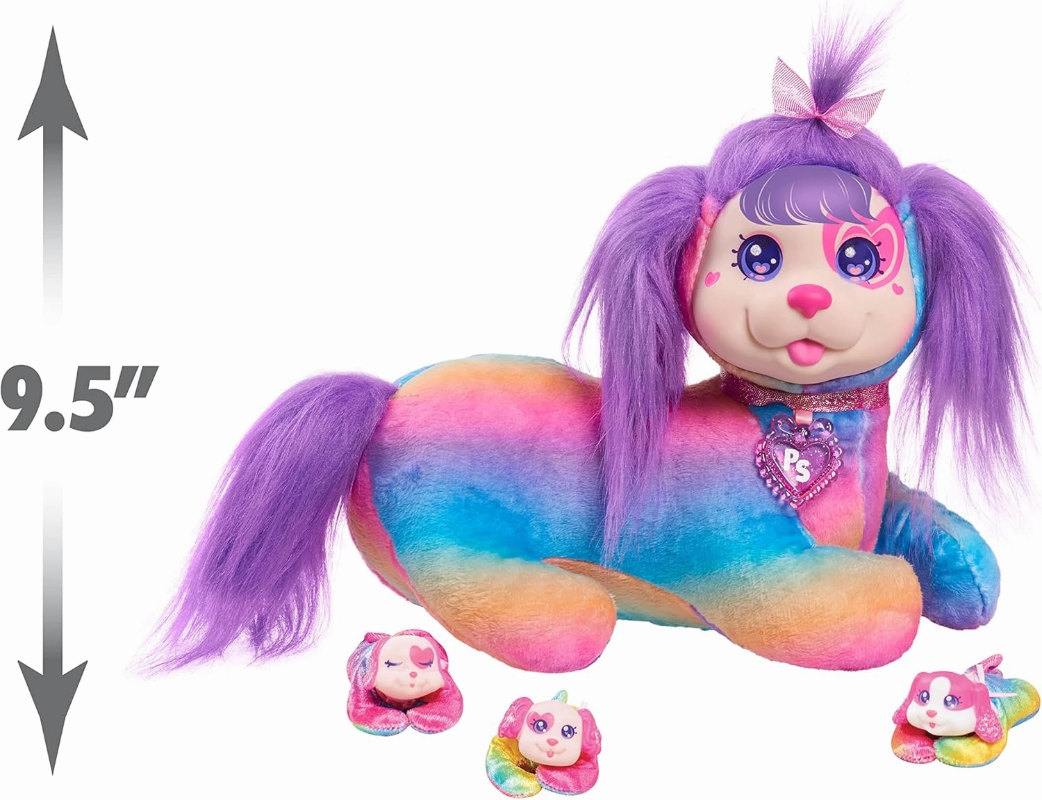 Puppy Surprise 10-inch Small Cherry Plush Stuffed Animal Dog with Puppies, Plushies, Kids Toys for Ages 3 Up by Just Play