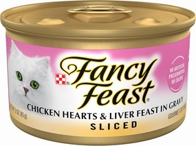Purina Fancy Feast Sliced Chicken Hearts and Liver Feast Wet Cat Food - (Pack of 24) 3 oz. Cans
