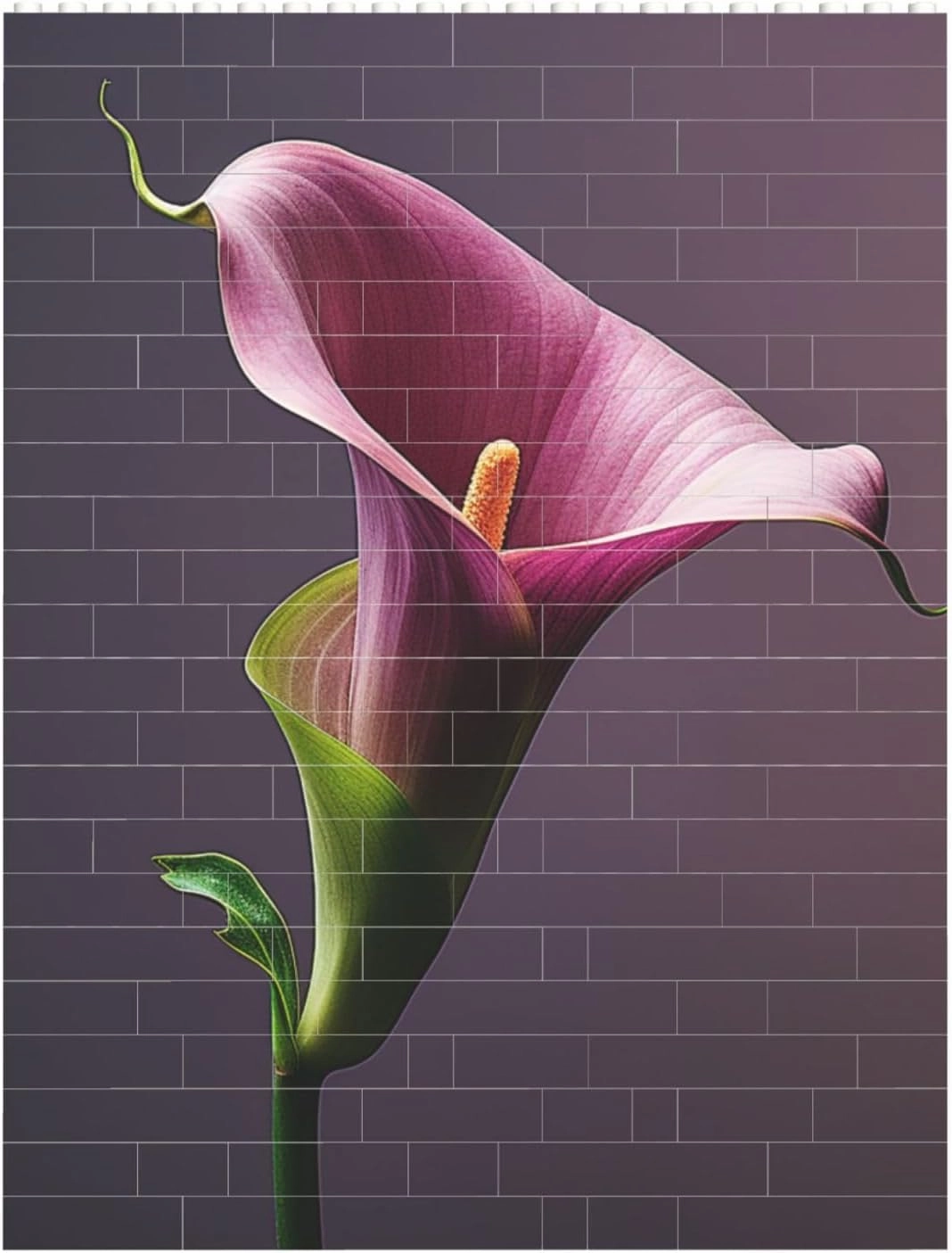Purple Calla Lily Building Block Puzzle Personalized Building Bricks for Adults Block Puzzle Building DIY Brick Block Puzzles Valentine's Day Gifts for Home Decor Brick Puzzle