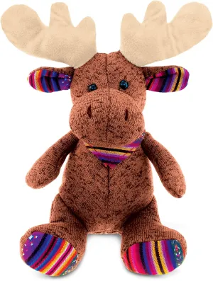 Puzzled DolliBu Plush Moose Stuffed Animal - Soft Funky Brown Moose with Scarf, Adorable Huggable Plush Toy, Cute Wild Life Cuddle Gift for Kids and Adults - 9 Inch