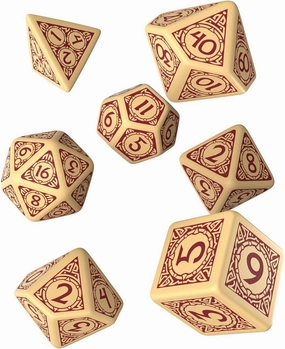 Q-Workshop Viking Beige & Burgundy Dice Set (7)