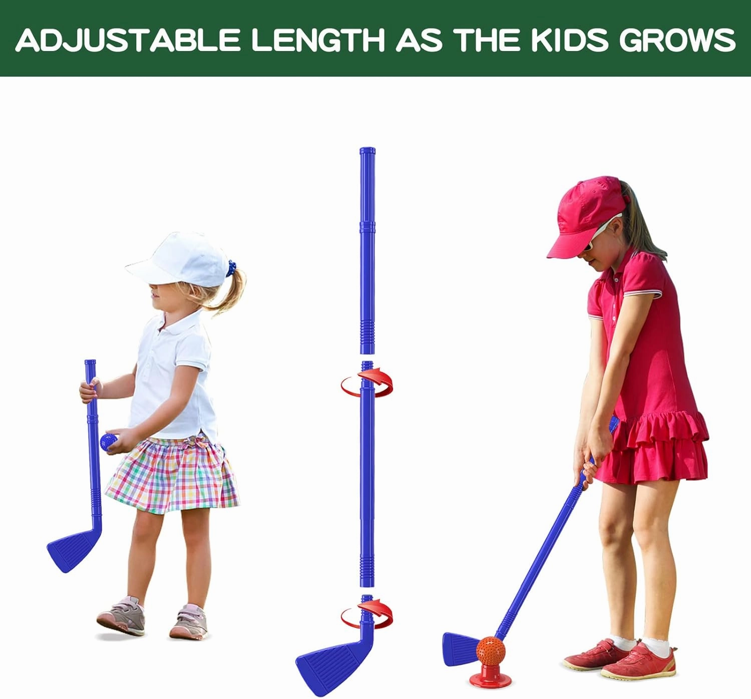 QDRAGON Kids Golf Clubs, Toddler Golf Set with 8 Balls, Putting Mat, 4 Golf Sticks, 2 Practice Holes and Golf Cart with Wheels, Indoor Outdoor Sport Toys for Boys Girls Ages 3 4 5 